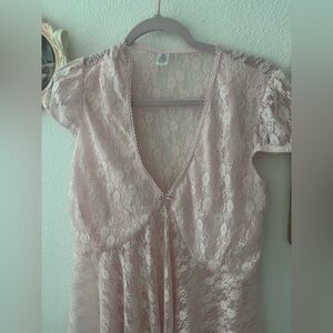 Vintage Pink Lace V-Neck Top XXL